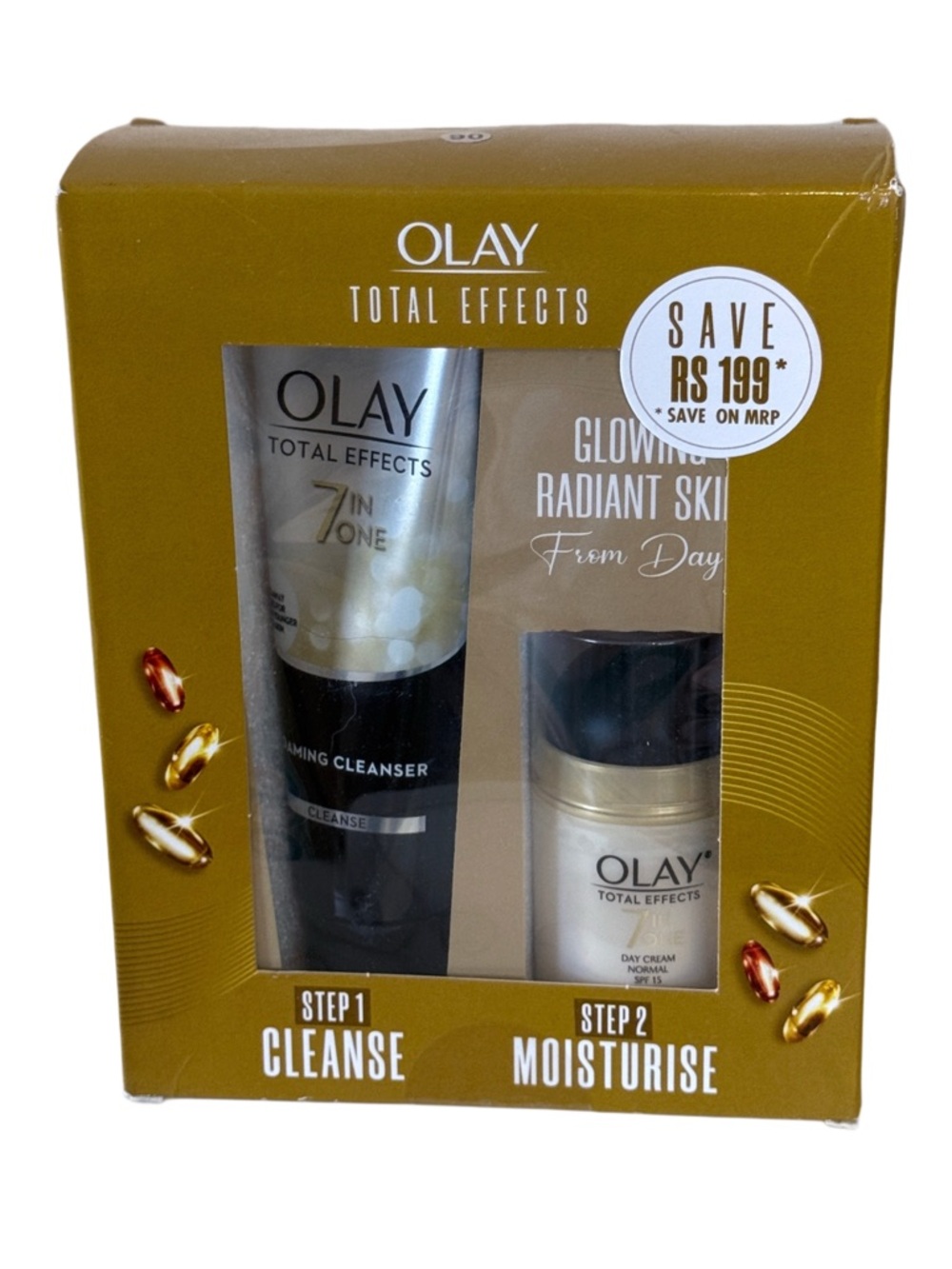 Olay Total Effects 7-in-One Skincare Gift Set Cleanser SPF Moisturizer Duo New